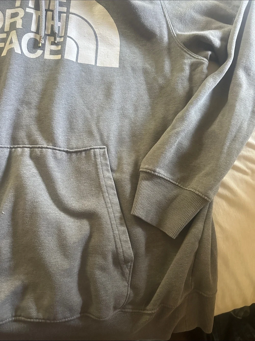 The North Face Men's Charcoal Gray Pullover Hoodie with White Logo